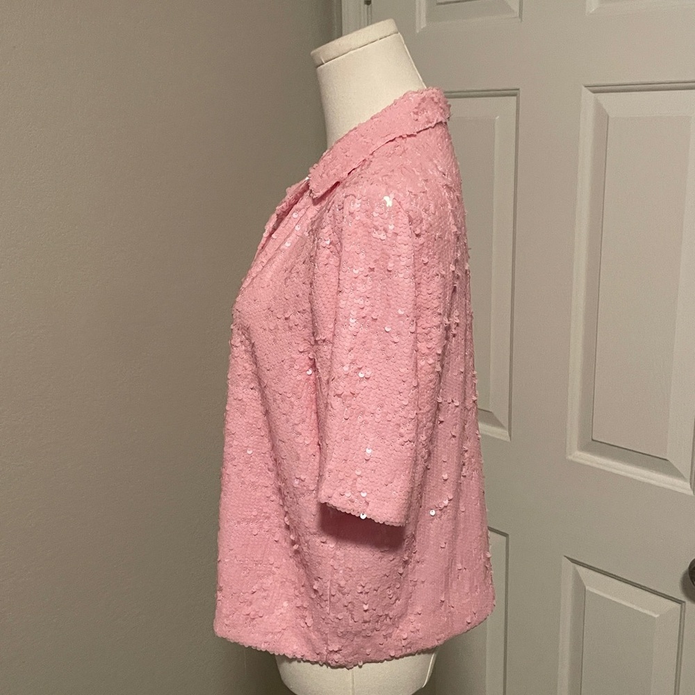 J. Crew Pink Sequin Short Sleeve Top - Picture 4 of 5